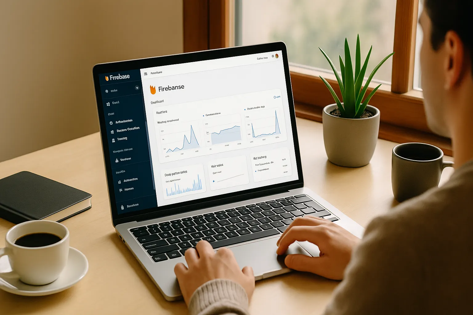 persona trabajando con firebase