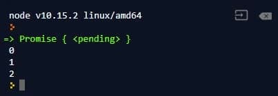Salida de código Javascript en la consola, función asíncrona