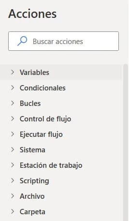 Acciones Power Automate