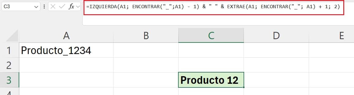 función extrae+función izquierda en excel