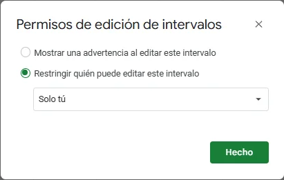 ejemplo proteger celda en google sheets