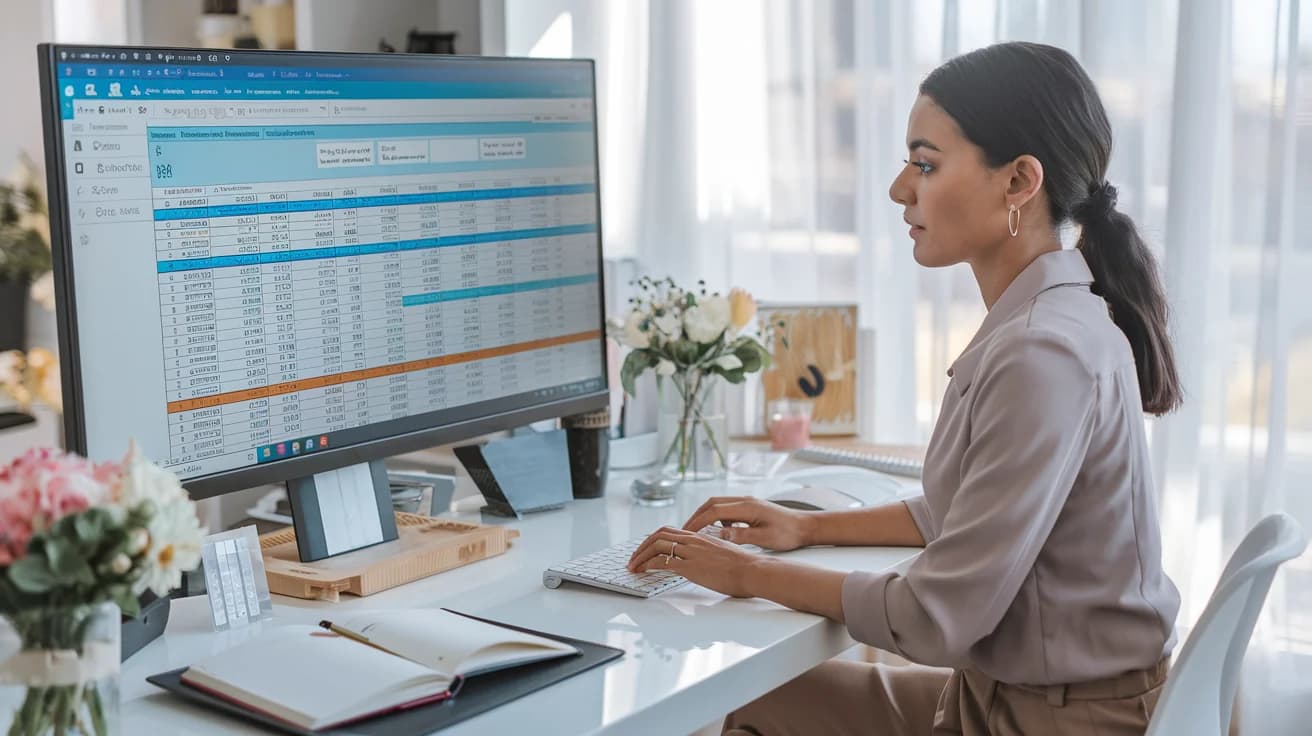 mujer trabajando con excel