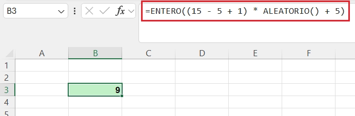 ejemplo de función aleatorio de números enteros