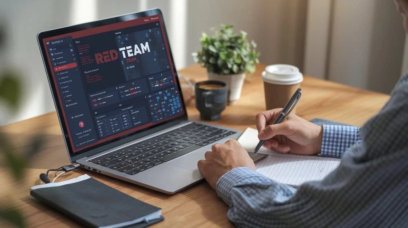 trabajador usando red team