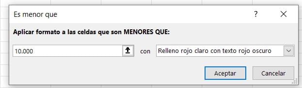 Menú menor que