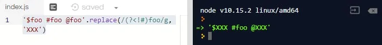Salida de código Javascript en la consola, negativo