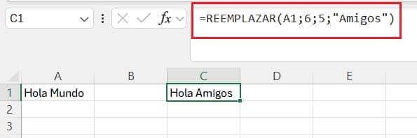 función reemplazar en excel