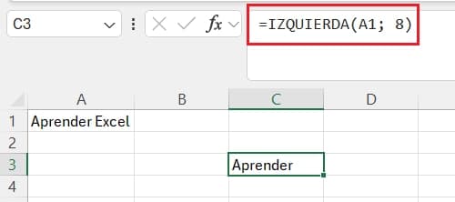 función izquierda en excel