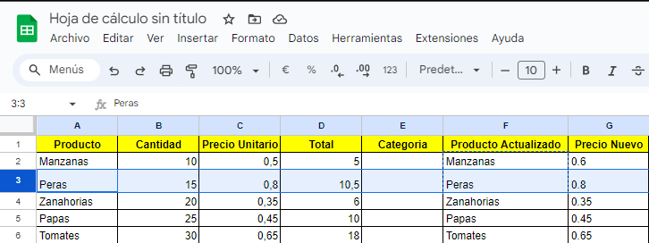 Ejemplo seleccionar fila