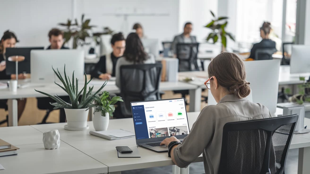 trabajadora usando la mejor plataforma elearning en su empresa