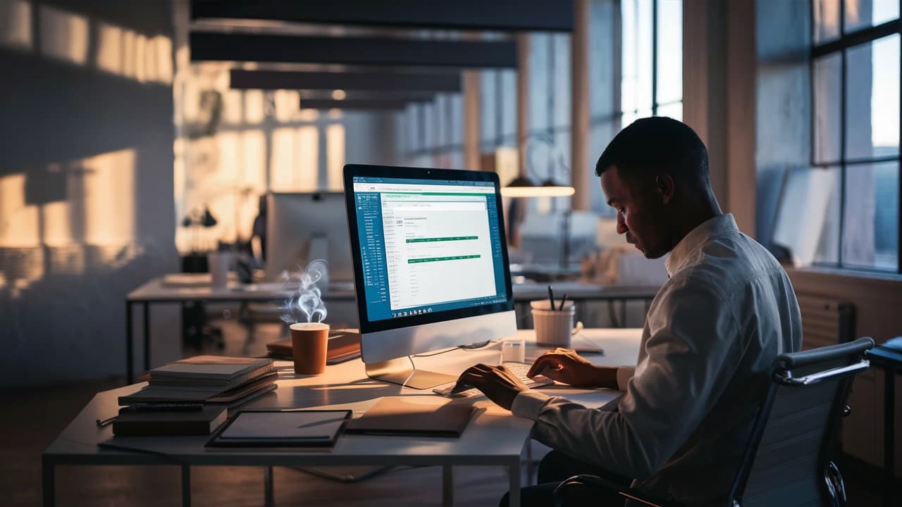 Trabajador utilizando la función IF (SI) para gestionar sus datos