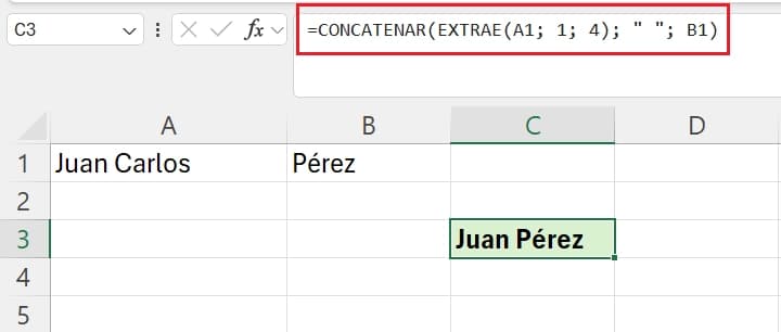 Función extrae con función concatenar en excel