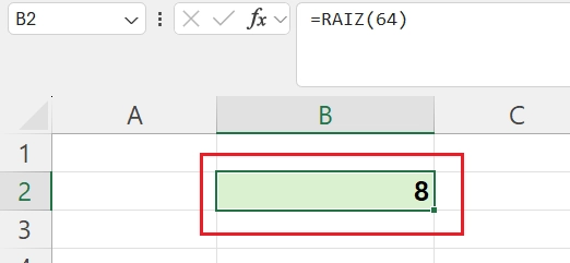 resultado raiz cuadrada en excel