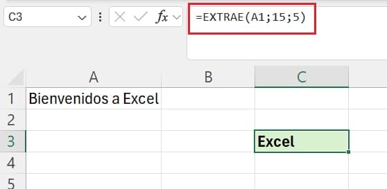 Extracción de una palabra desde el interior de una frase en excel