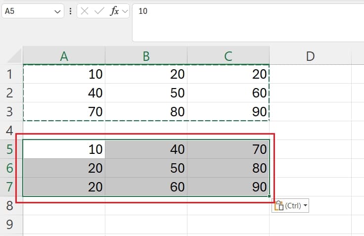 tabla transpuesta en excel