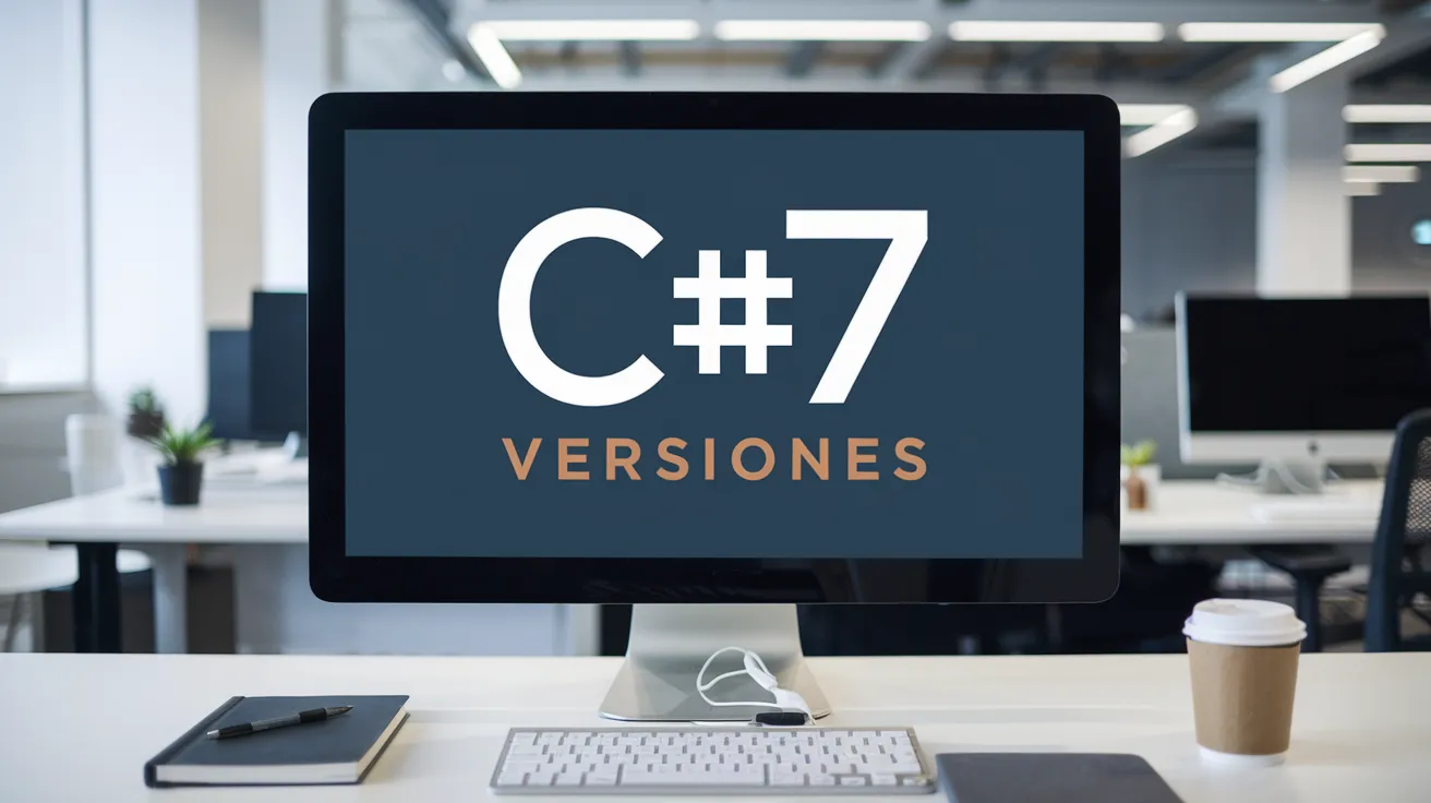 Pantalla de ordenador mostrando el titulo de las versiones de C# 7