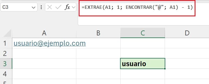 Función extrae con función encontrar en excel