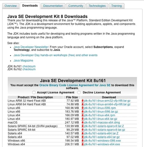 Descarga del JDK de Java