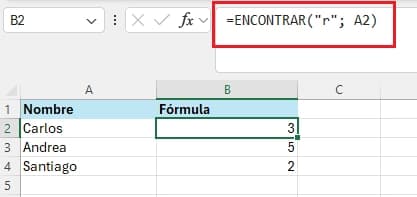 ejemplo función encontrar