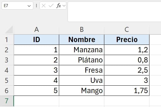 Ejemplo de BUSCARV y COINCIDIR