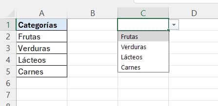 Lista desplegable de Excel