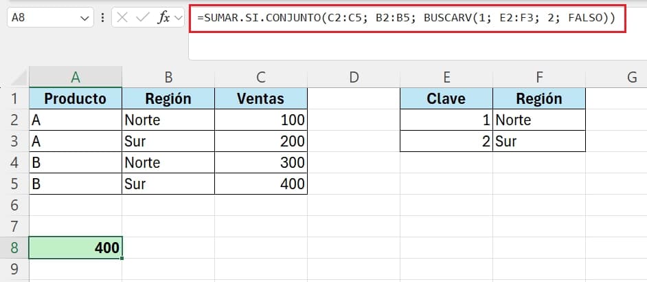 funciones sumar.si.conjunto y buscarv de excel
