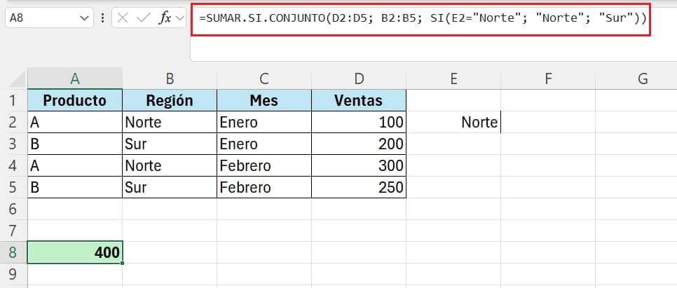ejemplo funciones sumar.si.conjunto y si