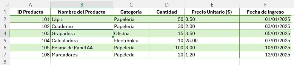 rango de datos en excel