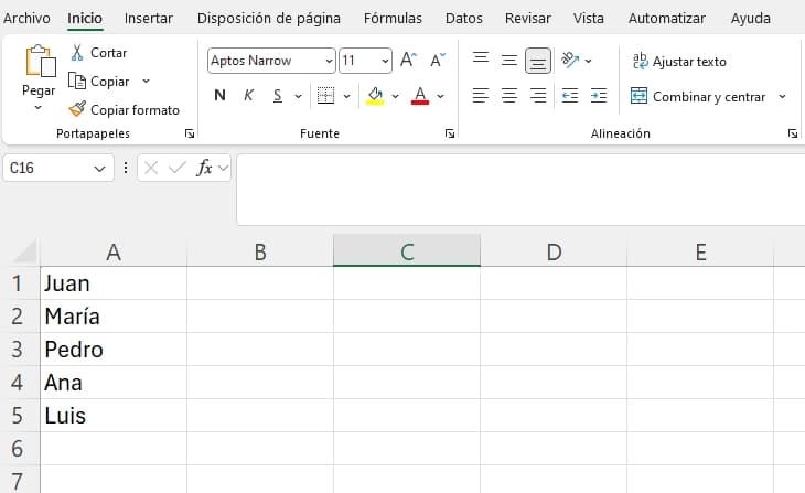 datos de un ejemplo de función coincidir